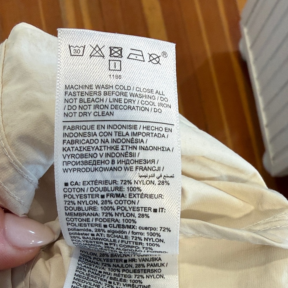 Athleta Light Cream Hooded Trench with Drawstring - Picture 4 of 4